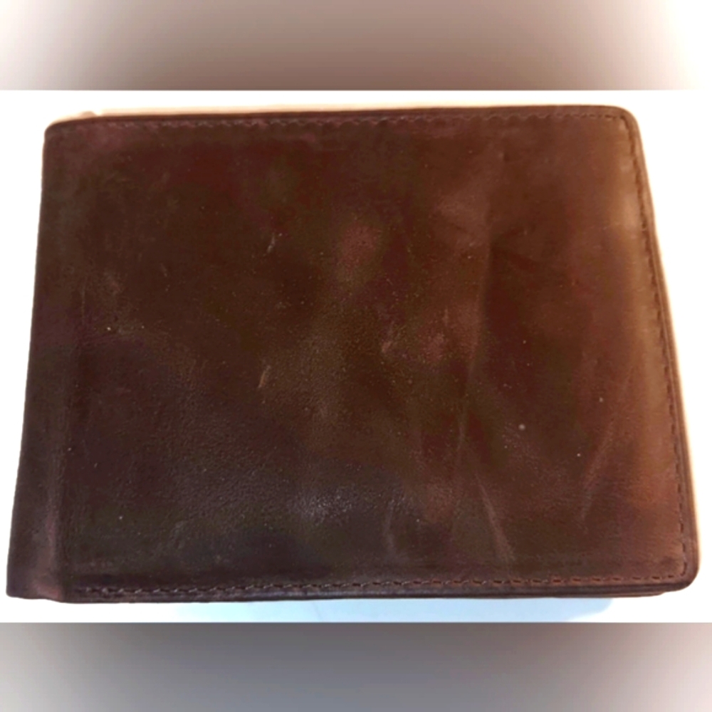 MEN'S BASS DISTRESSED LEATHER BIFOLD BROWN